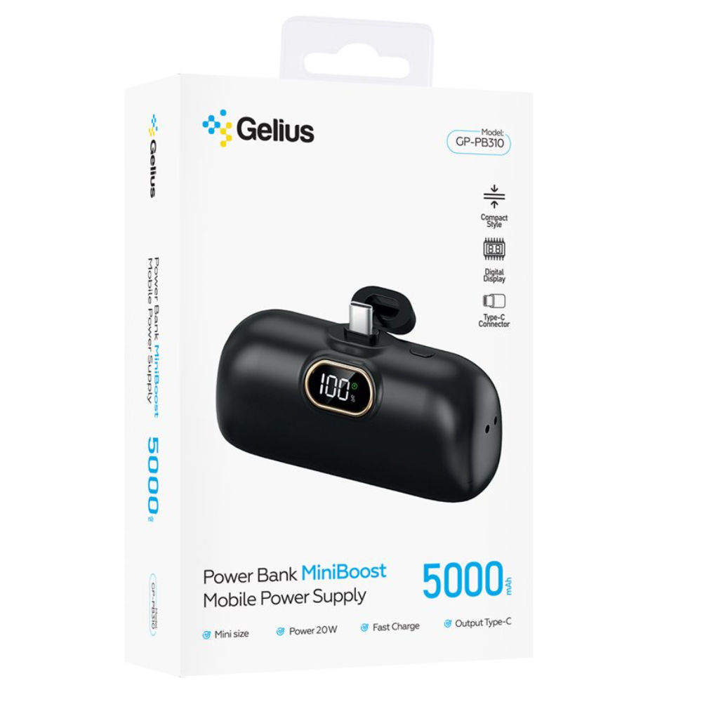 Повербанк Gelius MiniBoost GP-PB310 5000mAh 20W Black с логотипом Повербанк Gelius MiniBoost GP-PB310 5000mAh 20W Black с логотипом Фото 8